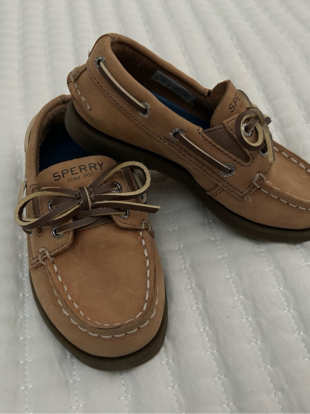 Sperry Tan Leather Boat Shoes Toddler Boy Size 9 - Picture 2 of 6